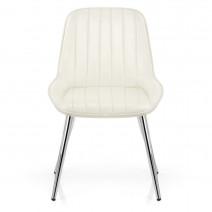 Chaise Chrome Faux Cuir - Mustang Crème