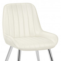 Chaise Chrome Faux Cuir - Mustang Crème