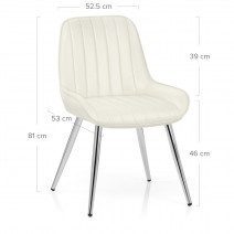 Chaise Chrome Faux Cuir - Mustang Crème