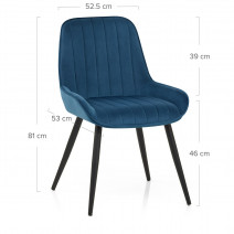 Chaise Velours - Mustang Bleu Foncé