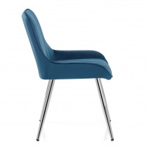 Chaise Chrome Velours - Mustang Bleu Foncé