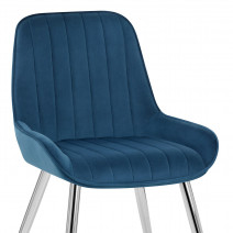 Chaise Chrome Velours - Mustang Bleu Foncé