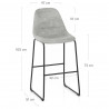 Tabouret de Bar Faux Daim - Platina - Gris