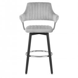 Tabouret de Bar Velours - Emily - Gris