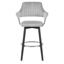 Tabouret de Bar Velours - Emily - Gris