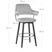 Tabouret de Bar Velours - Emily - Gris