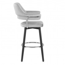 Tabouret de Bar Velours - Emily - Gris