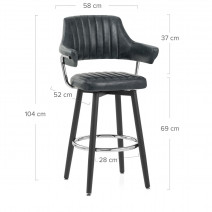 Tabouret de Bar Faux Cuir Antique - Emily - Gris