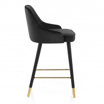 Chaise de Bar Bois Velours Doré - Glam Noir