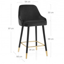 Chaise de Bar Bois Velours Doré - Glam Noir