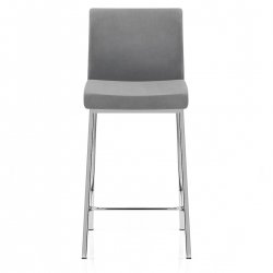 Tabouret Velours Chrome - Pacino - Gris