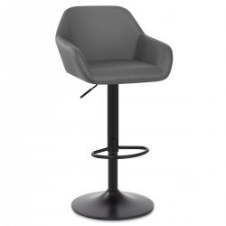 Tabouret de Bar Faux Cuir - Cruz - Gris