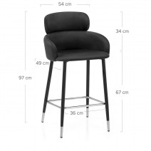 Tabouret de Bar Velours - Chloé Noir