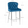 Tabouret de Bar Velours - Grace Bleu