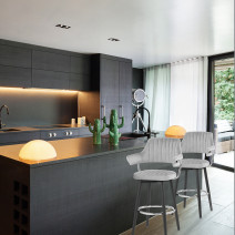 Tabouret de Bar Velours - Emily - Gris
