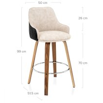 Tabouret Faux Cuir Tissu - Piper Noyer