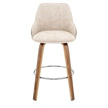 Tabouret Faux Cuir Tissu - Piper Noyer
