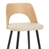 Tabouret Chêne et Faux Cuir - Leo