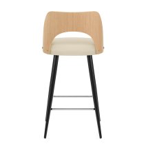 Tabouret Chêne et Faux Cuir - Leo