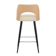 Tabouret Chêne et Faux Cuir - Leo