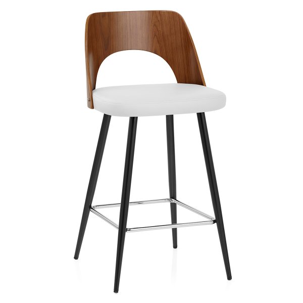 Tabouret Noyer et Faux Cuir - Leo