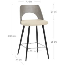 Tabouret Bois Gris et Faux Cuir - Leo