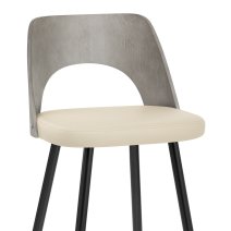 Tabouret Bois Gris et Faux Cuir - Leo