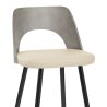 Tabouret Bois Gris et Faux Cuir - Leo