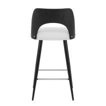 Tabouret Bois Noir et Faux Cuir - Leo