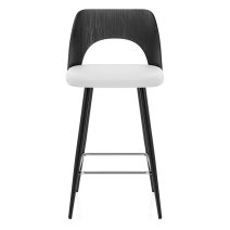 Tabouret Bois Noir et Faux Cuir - Leo
