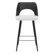 Tabouret Bois Noir et Faux Cuir - Leo