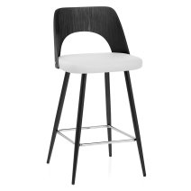 Tabouret Bois Noir et Faux Cuir - Leo