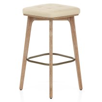 Tabouret Faux Cuir Bois - Malmo