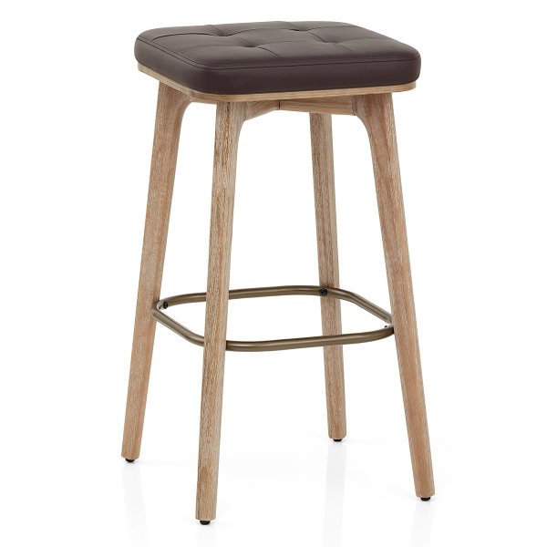 Tabouret Faux Cuir Bois - Malmo