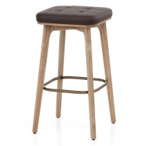 Tabouret Faux Cuir Bois - Malmo