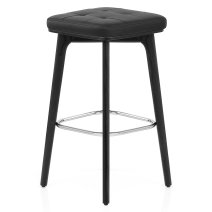 Tabouret Faux Cuir Bois Noir - Malmo