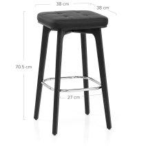 Tabouret Faux Cuir Bois Noir - Malmo