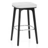 Tabouret Faux Cuir Bois Noir - Malmo