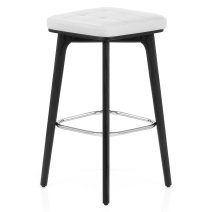 Tabouret Faux Cuir Bois Noir - Malmo