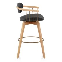 Tabouret Chêne Cuir Véritable - Electra
