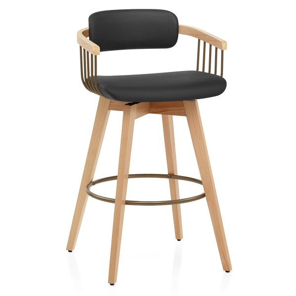 Tabouret Chêne Cuir Véritable - Electra