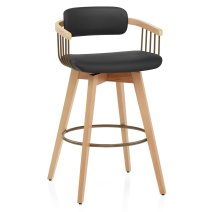Tabouret Chêne Cuir Véritable - Electra