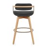 Tabouret Chêne Cuir Véritable - Electra