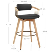 Tabouret Chêne Cuir Véritable - Electra
