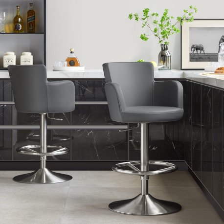Chaise de Bar Faux Cuir Chrome Brossé - Château