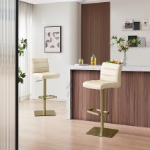 Chaise de Bar Cuir Chrome Brossé Or - Lush