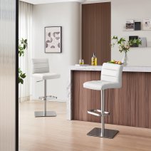 Chaise de Bar Cuir Chrome Brossé Graphite - Lush