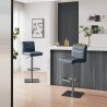 Chaise de Bar Cuir Chrome Brossé Graphite - Lush