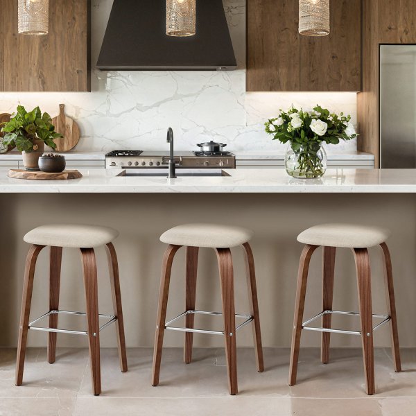Tabouret de bar Bois Tissu - Stockholm