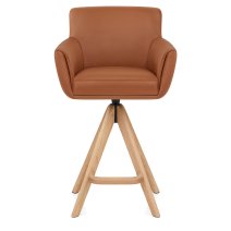 Tabouret Cuir Véritable Bois - Rome